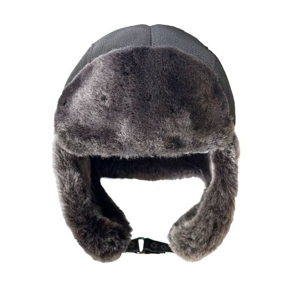 Genuine Shearling Sheepskin Leather Trapper Hat | Aviator Hat | Ushanka - Picture 4 of 6